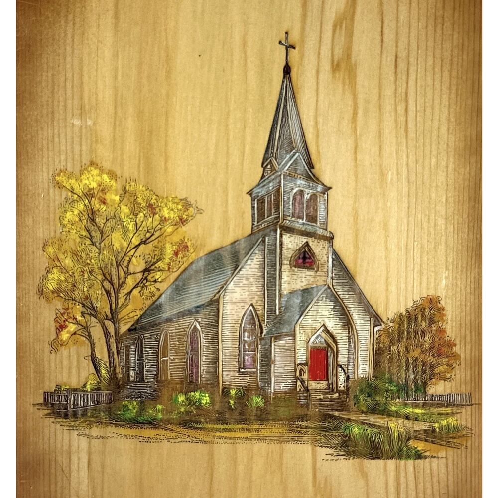 Live Edge Gifts Rustic Church Wood Wall Art Hand Painted Engraved Plaque 12” (B) - Picture 4 of 11